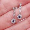 14kt Gold, Blue Sapphire, & Diamond Earrings - 3