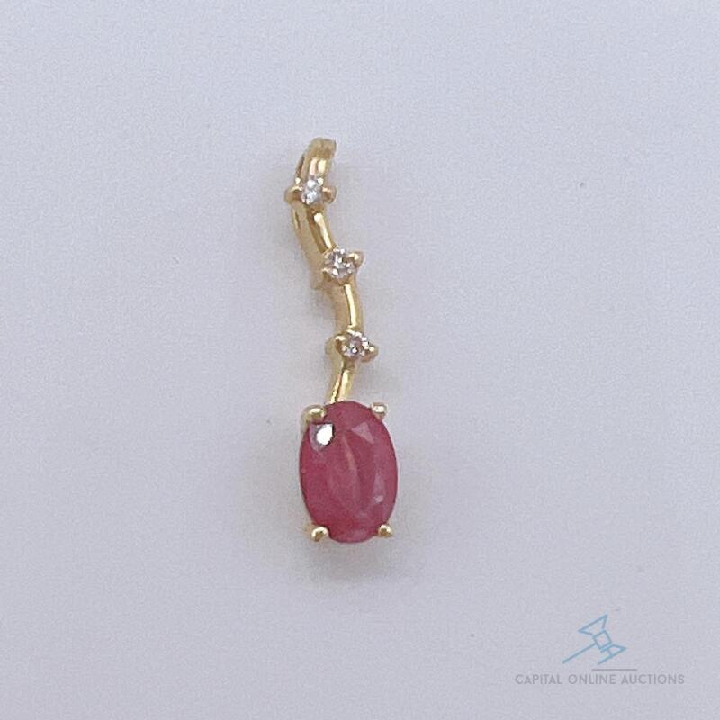 14kt Gold, Ruby, & Diamond Pendant