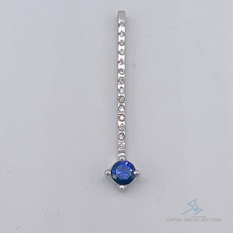 14kt Gold, Blue Sapphire, & Diamond Pendant