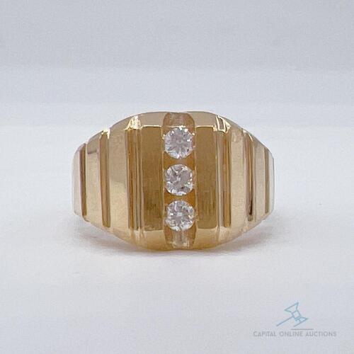 Men's 14kt Yellow Gold & Diamond Band Ring