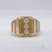 Men's 14kt Yellow Gold & Diamond Band Ring