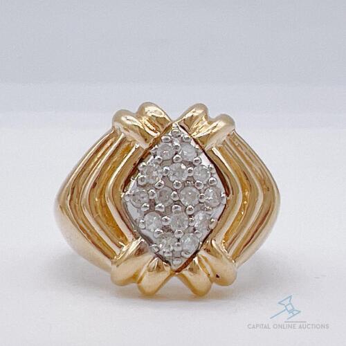 Men's 14kt Yellow Gold & Diamond Band Ring