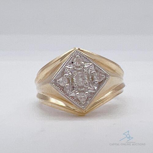 Men's 14kt Yellow Gold & Diamond Band Ring