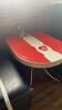 Red and White Oval Table