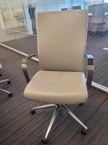 5 gray high back chairs