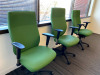 3 Green Executive Chairs