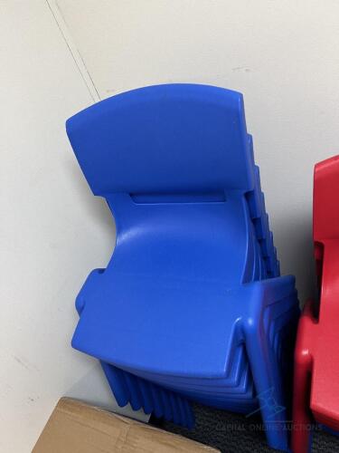10 Blue Stacking Children's Chairs