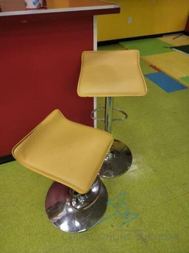 SET OF TWO YELLOW BAR STOOLS