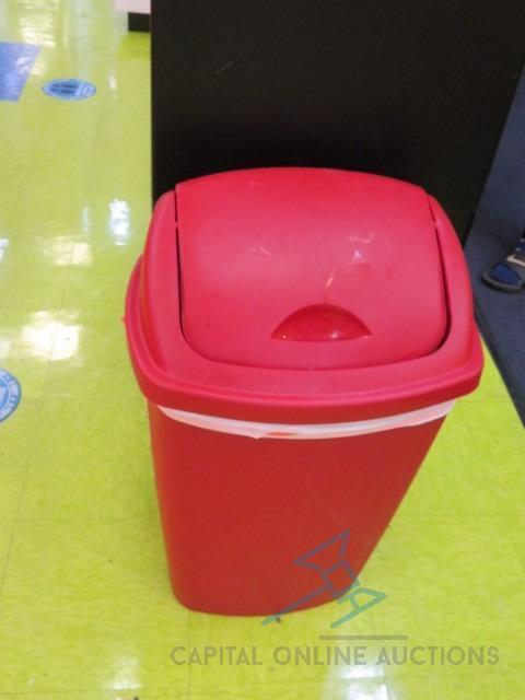 2 Red Trash Can