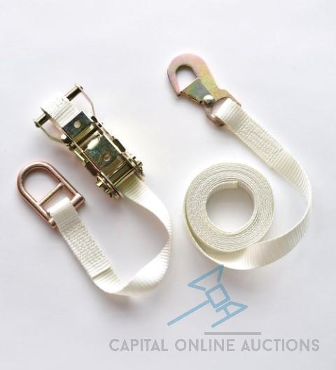 (25) Brand New - 1in x 12ft Ratchet Straps (White)