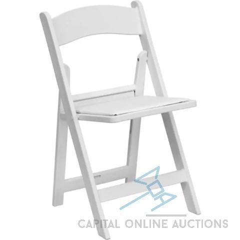 (100) Brand New (In Box) White Resin Folding Chairs