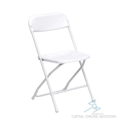 50 Brand New In Box White Poly Folding Chairs