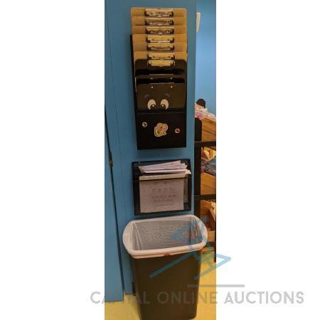 Clip Board Rack, File, and Trash Can