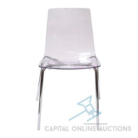 (40) New Clear Sofia Polycarbonate Dinning chair with Chrome Leg