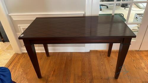 Brown Table with Crosshatch Pattern