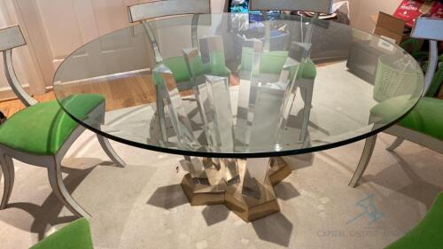 2 Glass Pedestal Tables