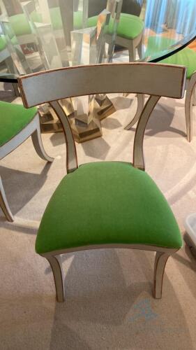 12 Dining Room Chairs with Green Seats