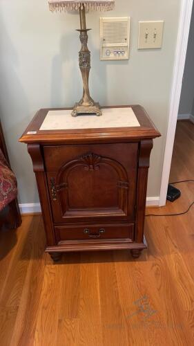 2 Stanley Nightstands with Marble Inlays