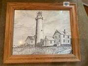 Framed Lighthouse Drawing