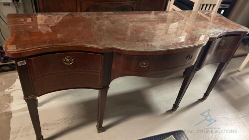 Curved Front Wood Credenza Table