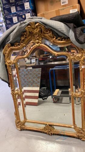 Large Mirror with Intricate Gold Finished Frame