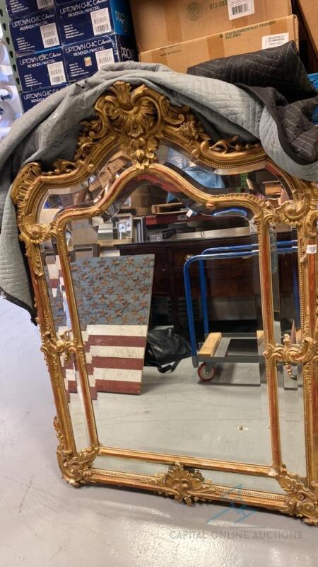 Large Mirror with Intricate Gold Finished Frame