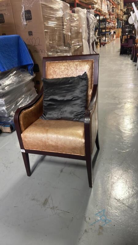 6 Gold and Wood Arm Chairs