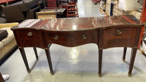 Curved Front Wood Credenza Table