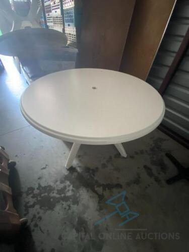 (3) Large White Patio Tables