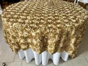 (12) 84''X84'' Gold Rosette Taffeta Overlays