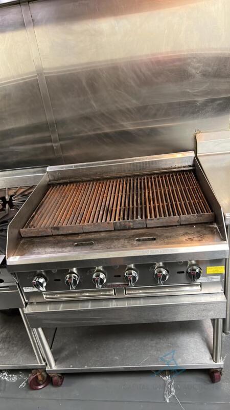36" Charbroiler on stand on wheels