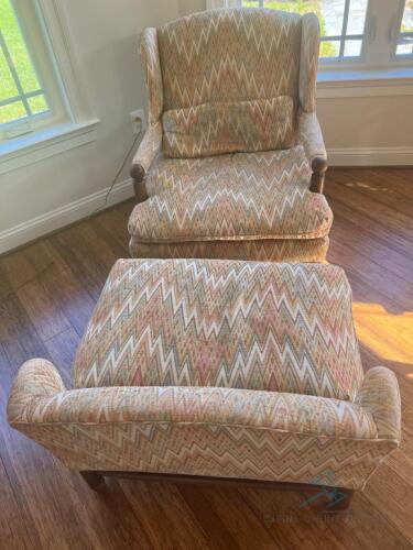 Upholstered Chair with Ottoman