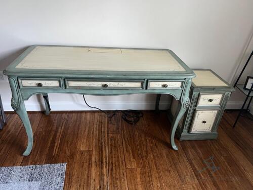 Distressed Desk Set: Desk, chair, Filing cabinet