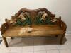 Hand Carved & Painted Soild Wood Bench - 2