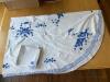 White with Blue Flowers Appliqué Oval Tablecloth