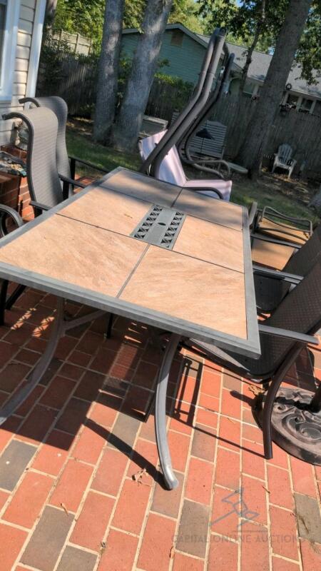 74"x36" 28" height Patio table and six chairs