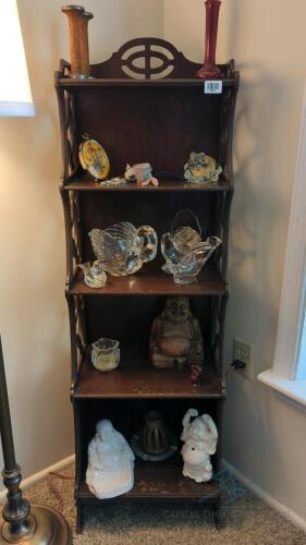 Vintage Wooden Shelf and contents