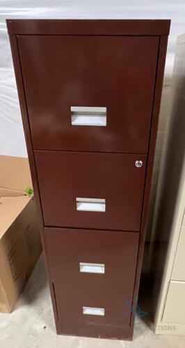 Brown 4-Drawer Filing Cabinet