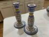 (2) De La Cal Barreira Puente Pottery (Spain) - Candlesticks