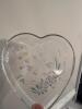 Heart Shaped Glass/Crystal Dish w/ Colorful Spring Flowers - 3