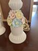 (2) Capodimonte Style Pastel Flower Porcelain Lamps - 3