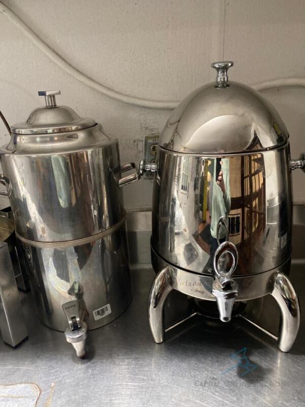 (2) Winco Stainless Steel Hot Beverage Dispensers