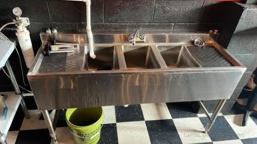 60" Three Compartment Under Bar Sink