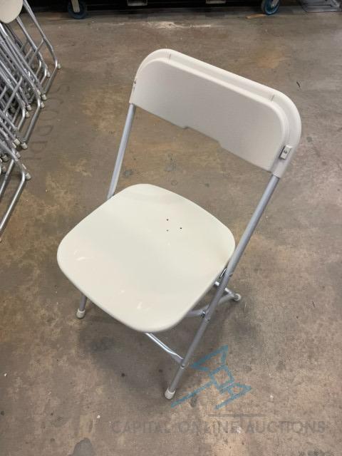 (100) Alloyfold A6 Bone White Aluminum Frame Chairs