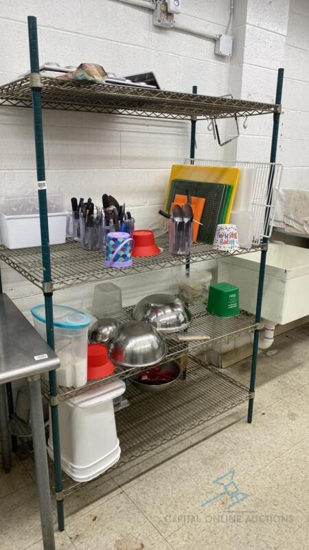 Shelving Unit with Smallware Lot