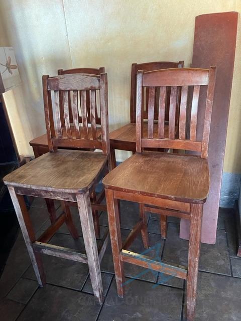 (4) High Top Wood Chairs