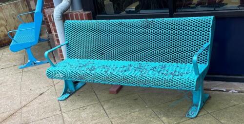 Turquoise Metal Bench