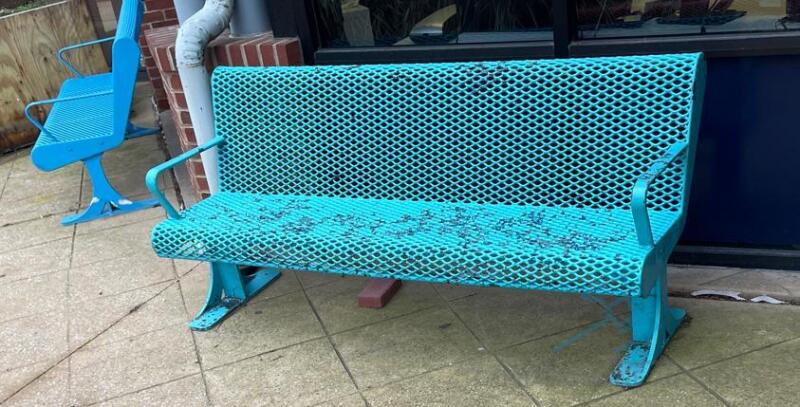 Turquoise Metal Bench