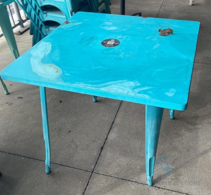 (4) Blue and Green Metal Tables