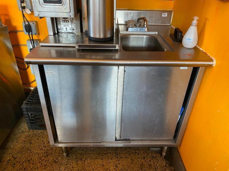 Stainless Steel Table with sink and storage